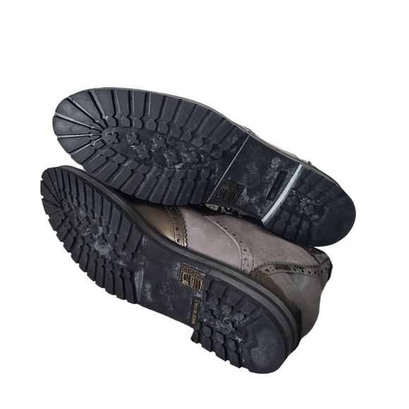 New Ingledew's suede & patent brogue wingtip oxford lace up dress boots - Picture 8 of 9